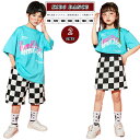 キッズ ダンス衣装 セットアップ 可愛い キッズ 青 男の子 女の子 tシャツ ショート丈 トップス へそ出し 派手 短パンツ ボトムス格子柄 ショートスカート...