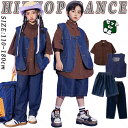 デニムセット キッズ ダンス衣装 セットアップ デニムベスト 男の子 女の子 かっこいい 茶色 半袖 シャツ カジュアルシャツ ゆったり トップス デニムパンツ ロングパンツ デニム短パン ジャズダンス ヒップホップ 韓国 k-pop 発表会 団体服 応援団 練習着 ステージ着 原宿系