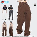 黒 カーゴパンツ レディース ゆったり ワイド ルーズ ズボン ボトムス ウエストゴム 派手 かっこいい カジュアル おしゃれ かわいい メンズライク ヒップホ...