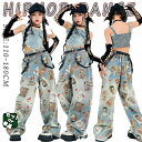 チアガール へそ出し キッズ ダンス衣装 セットアップ 女の子 デニムキャミソール デニムパンツ ベルト 腕カバー ファッション かっこいい かわいい おしゃれ 演出服 発表会 団体服 応援団 演奏会 ジャズダンス HIPHOP K-POP 韓国 ステージ衣装