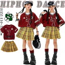 キッズ ダンス衣装 セットアップ 赤 Tシャツ チェック柄 スカート 女の子 可愛い 韓国 jazz おしゃれ ゆったり へそ出し Y2K トップス レッグウォーマー ダンスウエア ヒップホップ 上下セット ジャズダンス k-pop 舞台服 演出服 練習着 団体服 発表会 個性派 派手 夏 秋