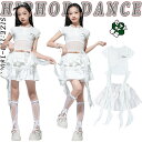 ホワイト系 ダンスウェア キッズ ダンス衣装 セットアップ 夏 レース 透け感 女の子 ジャズダンス jazz 子供 半袖 ショートトップ スカート ティアードスカート 子供服 韓国 k-pop hip-hop 団体服 練習着 発表会 演出服 個性派 応援団 上下セット パフォーマンス衣装 可愛い