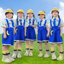 可愛い チア チアガール キッズ ダンス衣装 青 ブルー 女の子 男の子 子供 半袖 シャツ 柄シャツ サロペット セットアップ ダンスウェア ヒップホップ ジャズダンス ポッピング 発表会 演出服 練習着 団体服 応援団 幼稚園 おしゃれ hiphop k-pop jazz