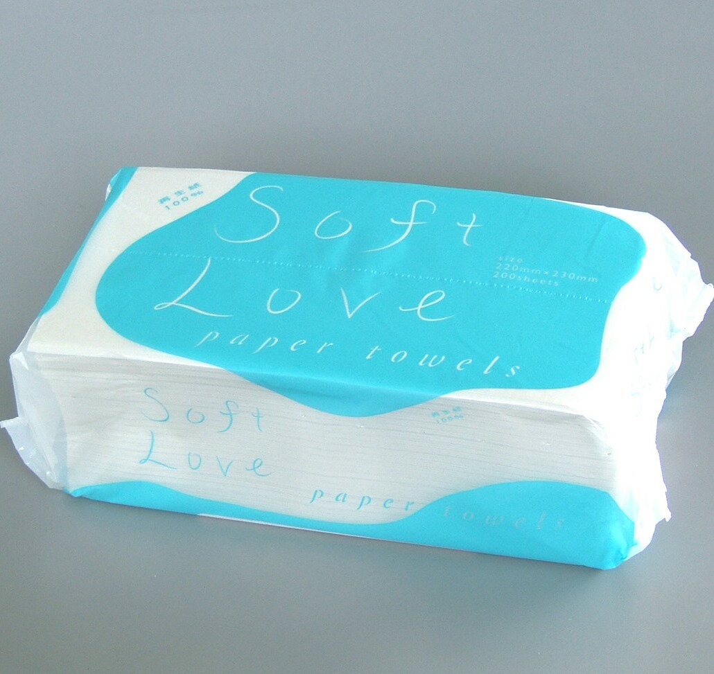 【1ケース】ソフトラブタオル（200枚×30パック入） まとめ買い 再生紙 衛生的 ペーパータオル 手拭き