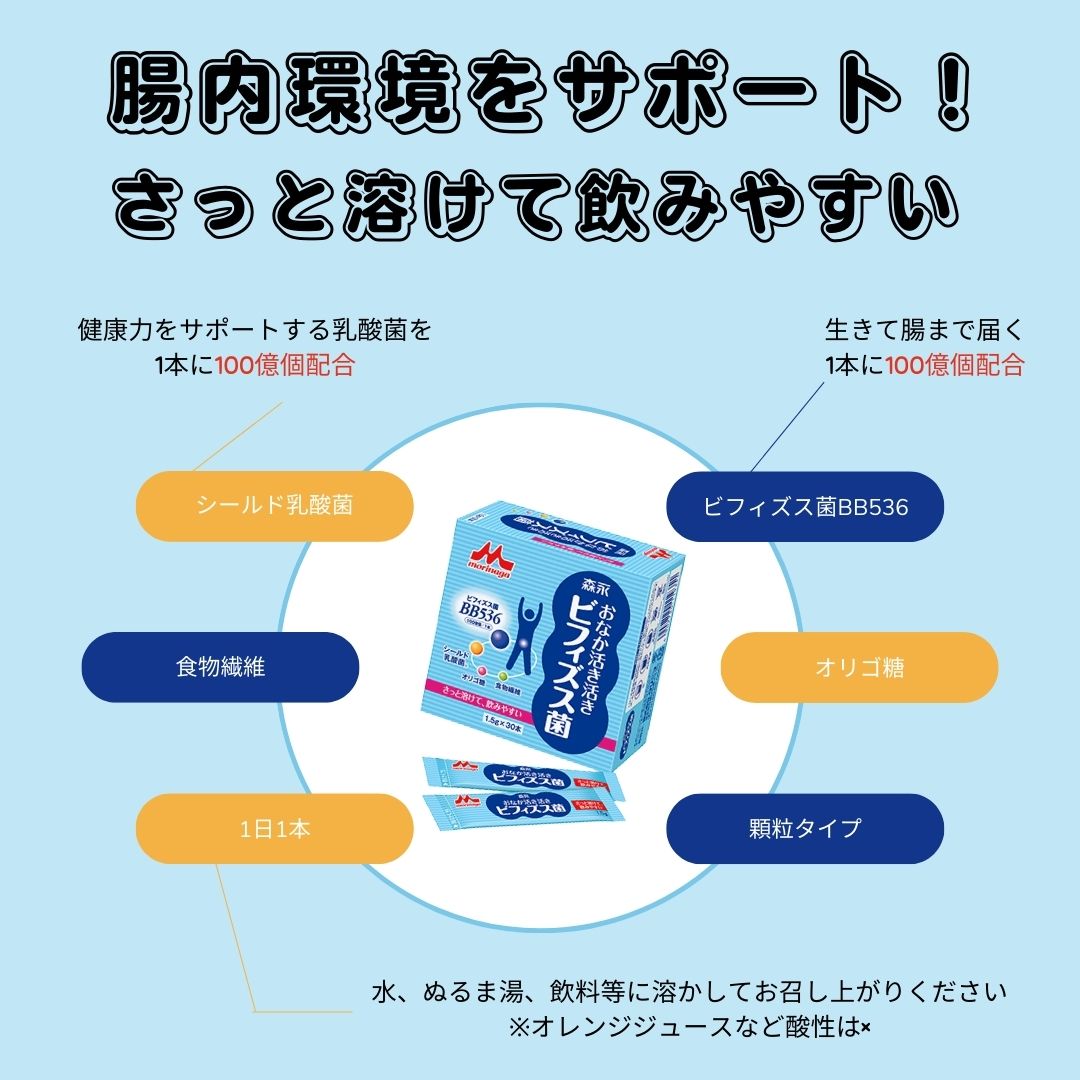 クリニコ おなか活き活きビフィズス菌 1.5g×30本 顆粒タイプ 飲みやすい 腸内環境 便秘 お通じ 改善 シールド乳酸菌 オリゴ糖 食物繊維 シンバイオティクス食品 ビフィズス菌BB536 森永乳業　（359432） 2
