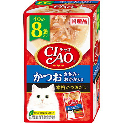 【いなばペットフード】CIAO パウチ かつお ささみ・おかか入り 40g×8袋 ☆ペット用品 ※お取り寄せ商品【賞味期限：3ヵ月以上】