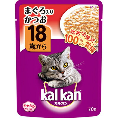 【マースジャパンリミテッド】カルカン パウチ 18歳から まぐろ入りかつお 70g ☆ペット用品 ※お取り寄せ商品【賞味期限：3ヵ月以上】