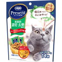 ◆特　長◆ ・おいしくカラダにやさしい毎日食べたい幸せおやつ！・おいしくて脂肪分約10％カットの低脂肪設計。・総合栄養食の基準をクリアした安心の国産おやつ。・たっぷり海のおいしさ、シーフードミックス味。・猫下部尿路の健康維持に配慮した、低マグネシウム設計。(マグネシウム含有量0.12％:標準値)、さらにメチオニンを配合。・おなかの健康維持に配慮して腸内の善玉菌を増やすオリゴ糖を配合。・小分け袋にねこ豆知識つき。 【お客様へ】本商品は、賞味期限3ヵ月以上の商品をお届けしております。 ◆メーカー（※製造国または原産国）◆ 日本ペットフード 株式会社 ※製造国または原産国：日本 ◆対象動物種・年齢◆ 猫 ◆給与方法・給与量◆ 【1日1頭当たりの量の目安】体重目安2kg：1〜2袋体重目安3kg：2〜3袋体重目安4kg：3〜4袋体重目安5kg：4〜5袋・おやつとして与える場合は、いつもの食事量を減らすなど調整をした上、上記を目安にお与えください。・主食として与える場合は、体重1kgあたり18g／日を目安にお与えください。(小袋1袋は約3gです)・猫専用に栄養バランスを調整しています。猫以外には与えないでください。 ◆原材料・成分◆ 【原材料】穀類(トウモロコシ、コーングルテンミール、小麦粉、パン粉)、肉類(チキンミール、牛肉粉、豚肉粉、チキンレバーパウダー)、魚介類(フィッシュミール、フィッシュパウダー、カニエキスパウダー、エビエキスパウダー、マグロ節粉、マグロエキス、小魚粉末、カツオエキス、シラスパウダー)、油脂類(動物性油脂、植物性油脂)、脱脂大豆、オリゴ糖、ハーブ(タイム、ディル、フェンネル)、野菜類(トマト、ニンジン、ホウレンソウ)、クランベリーパウダー、ミネラル類(カルシウム、リン、カリウム、ナトリウム、クロライド、銅、亜鉛、ヨウ素)、pH調整剤、酵母細胞壁、アミノ酸類(タウリン、トリプトファン、メチオニン)、ビタミン類(A、B1、B2、B6、B12、D、E、K、ニコチン酸、パントテン酸、葉酸、コリン)、着色料(二酸化チタン、食用黄色5号)、調味料、酸化防止剤(ミックストコフェロール、ローズマリー抽出物)、グルコサミン、コンドロイチン【保証成分】たんぱく質28.0％以上、脂質0.9％以上、粗繊維3.0％以下、灰分8.0％以下、水分10.0％以下、カルシウム0.9％以上、リン0.8％以上【カロリー】11kcal/袋 【ご注意1】この商品はお取り寄せ商品です。ご注文されてから発送されるまで約10営業日(土日・祝を除く)いただきます。 【ご注意2】お取り寄せ商品以外の商品と一緒にお買い上げの場合は、全ての商品が揃い次第の発送となりますので、ご了承下さい。 ※メーカーによる商品リニューアルに伴い、パッケージ、品名、仕様（成分・香り・風味 等）、容量、JANコード 等が予告なく変更される場合がございます。予めご了承ください。 ※商品廃番・メーカー欠品など諸事情によりお届けできない場合がございます。 ※ご使用期限またはご賞味期限は、商品情報内に特に記載が無い場合、1年以上の商品をお届けしております。 商品区分：【ペットフード】【広告文責】株式会社メディスンプラス：0120-205-904 ※休業日 土日・祝祭日文責者名：稗圃 賢輔（管理薬剤師）