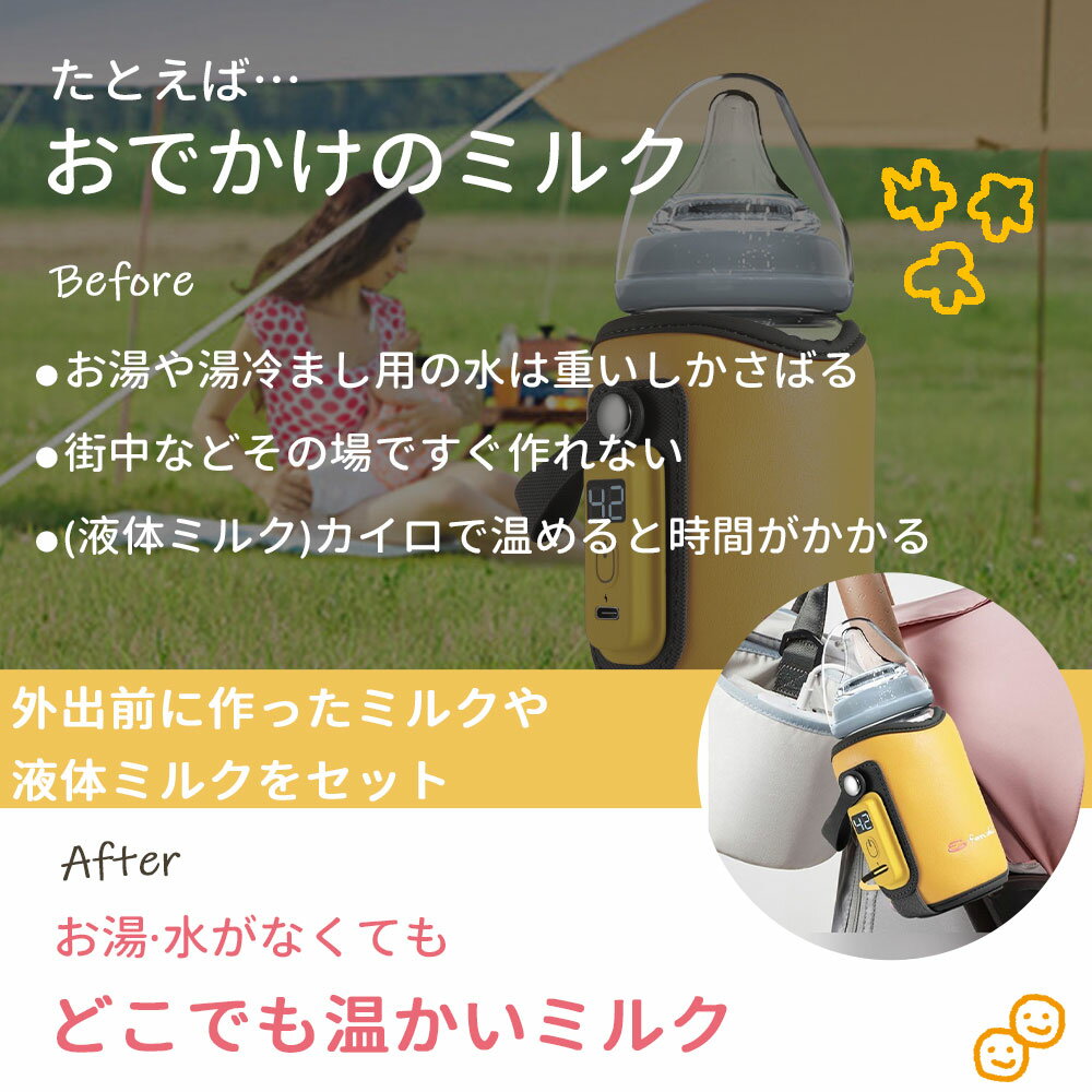 ミルクウォーマー 5段階温度調節 哺乳瓶ウォーマー 急速保温 加熱 ボトルウォーマー 持ち運び簡単 軽量 哺乳瓶カバー 温乳器 USB給電