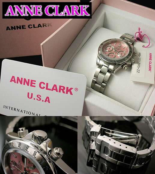 アンクラーク時計 クロノグラフ ピンク　ウォッチ【LW-ANAM1012VD-22】【￥80000（税別）⇒￥9980（税込）】 レディース腕時計 【ANNE CLARK】【アンクラーク 腕時計】【天然ダイヤ】【ANNE CLARK 腕時計】【ANNE CLARK時計】格安通販　バレンタイン　人気　ランキング