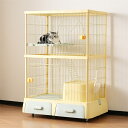 即納【送料無料】猫 ケージ 2段 トイレ付き スコップ付き キャットケージ 幅87 かわいい 多頭 猫ケージ トイレ収納型 キャスター付 引き出し収納 ゲージ ...