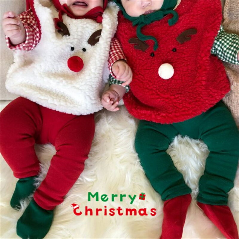 最安値挑戦/ベビー服 男の子 女の子 上下セット クリスマス カバーオール ベビー着ぐるみ 帽子付き ちゃん 可愛い 長袖 綿 お部屋着 秋冬物 クリスマス プ...