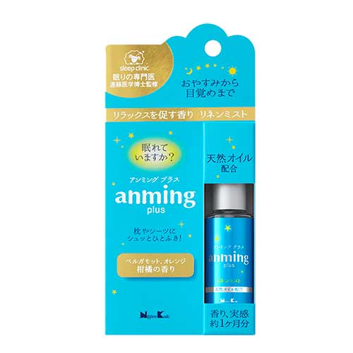 anmingplus〔アンミングプラス〕リネンミスト 15ml入 日本香堂眠活 携帯アロマミスト アロマ 睡眠 フレグランス 快眠 寝つき ミスト ルームスプレー 柑橘 換気 リラックス 枕 安眠アロマ 睡眠 ネコポス対応 ナイトウェルネス