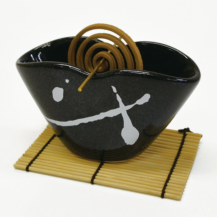 【薫寿堂】渦巻用香立[波のしずく/黒] #3202【美濃焼】【香立て】【陶器】【香皿】【和風】【和柄】【..