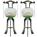 【一対】京提灯「深山2号/尺三 牡丹」PC製/高さ100cmすっきりコード巻&お線香テスタープレゼント!【盆提灯】【おまけ付】【房付き】【回転風車付き】【組立式...