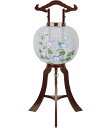 【単品】京提灯「朝顔」絹一重・尺一・紫壇調〔木製〕径33cm・高さ85cm【盆提灯】【おまけ付】【回転風車付き】【組立式】【電気式】【木製】【紫檀調】すっきりコ...