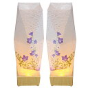 かすみほのか 桔梗と萩 LED 高さ22cm・幅8cm・奥行8cm 電池式 LED 一対民芸灯 電池 コードレス PC製 秋 行灯タイプ 和風照明 お盆 盆提灯...