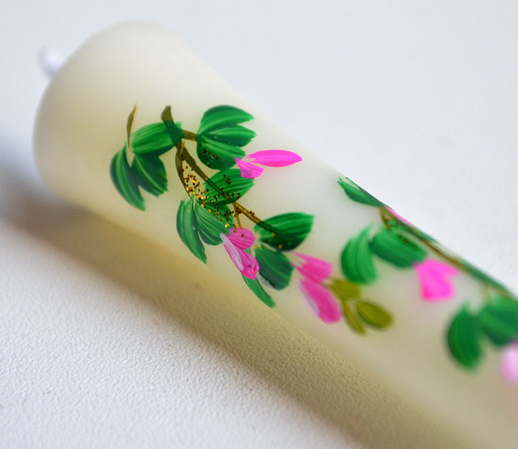 手描き絵ろうそく「萩の花」3号2本入り秋の七草 花ろうそく 御供 蝋燭 贈答用 和蝋燭 絵蝋燭 進物 お彼岸 お盆 新盆見舞 喪中見舞 秋 花ろうそく 手描き 喪中見舞 灯明 2個までネコポスOK 七草 秋の花 はぎ ハギ ピンク 野草 絵蝋燭 てがき