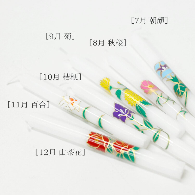 パッケージ変更予定 マルエス 花ろうそく 1号5 12本入【10T624】ネコポス便2個対応 絵ろうそく 絵蝋燭 ろうそく 転写絵蝋燭 絵柄 和ろうそく 花の絵柄 四季の花 贈答用 新盆見舞い お盆 喪中見舞 お悔やみ ギフト