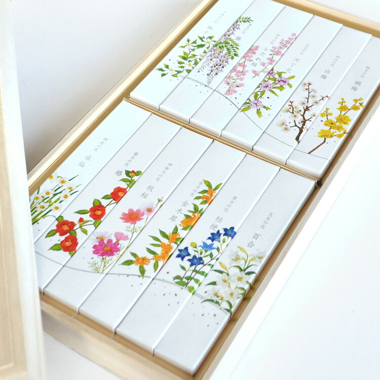 【進物 線香 詰合せ】名香 月の花 桐箱 12種入 贈答用 ご進物 お線香ギフト お供え 進物用 お盆 お彼岸 贈答 お香 お悔やみ お悔み 初盆 日本の四季 ...