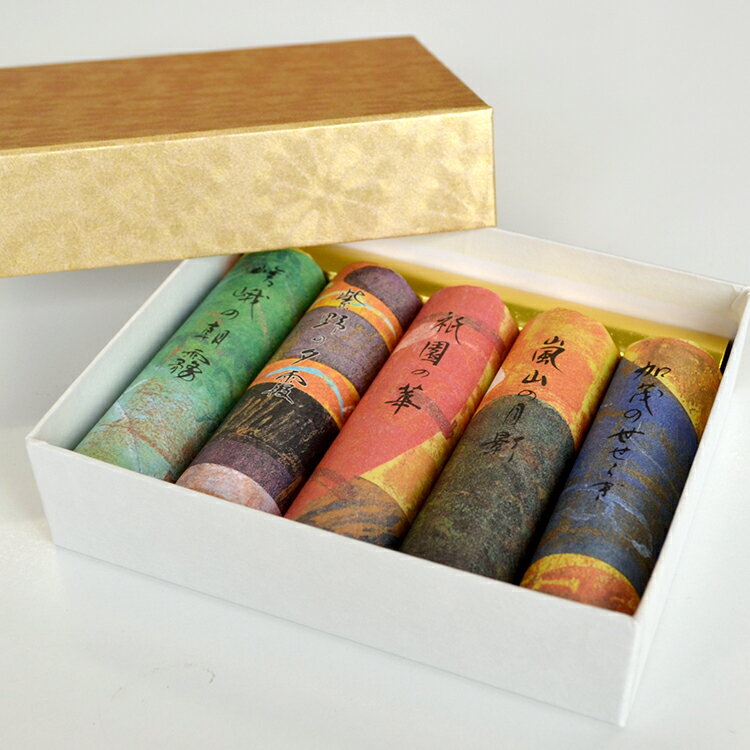 山紫水明 スティックMIX［加茂のせせらぎ・祇園の華・嵯峨の朝霧・嵐山の月影・紫野の夕霞］【NIMI-68】香彩堂 京線香 お線香 お香 室内香 室内芳香 ルームインセンス Incense 古都 京都 季節 四季折々 日本 JAPAN 贈答用 ギフト ご贈答用 日本製 京都 INCENSE