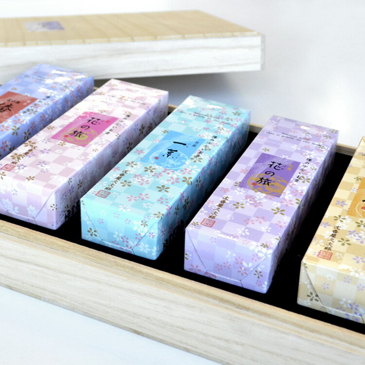 【33-1】奥野晴明堂「新・花くらべ 5本アソート」紅梅・桜・一葉・椿2種 詰め合わせ微煙 お線香 進物線香 新盆見舞 喪中見舞 御供 御霊前 お盆 お彼岸 ギ...