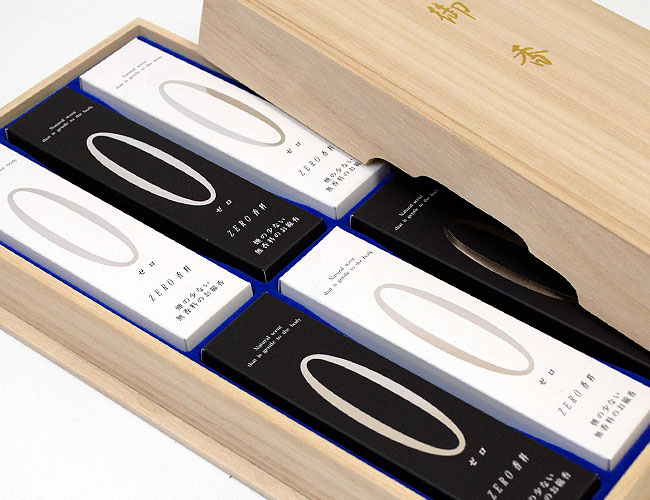【あす楽】奥野晴明堂微煙・無香料「ZERO（ゼロ）」アソート　短寸6函/桐箱【ご注文者様へ同じ香りをプレゼント】【無香料】【贈答用】【お線香】【進物用線香】【新盆見舞い】【お盆】【喪中見舞】【ギフト】【換気】【空気循環】スーパーSALEポイント10倍のサムネイル