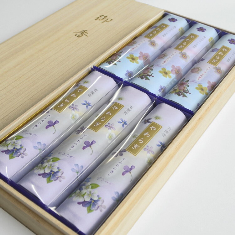 奥野晴明堂 新やわらぎ 微煙・有煙セット 短寸6入桐箱【16-63】【包装無料】【のし無料】進物 喪中見舞い 喪中はがきが届いたら ギフト 贈答用 お線香 線香...