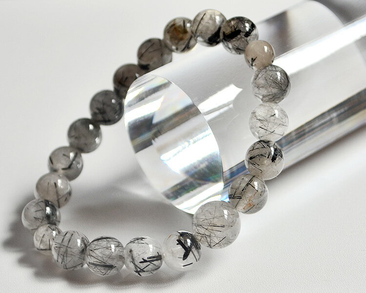 【サイズ変更可能】【数珠ブレスット】【ネコポス便対応】腕輪念珠「ブラックルチルクォーツ」10mm18 ...