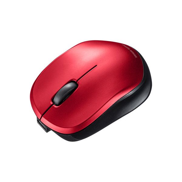 【5個セット】 サンワサプライ 静音BluetoothブルーLEDマウス(充電式) レッド MA-B ...