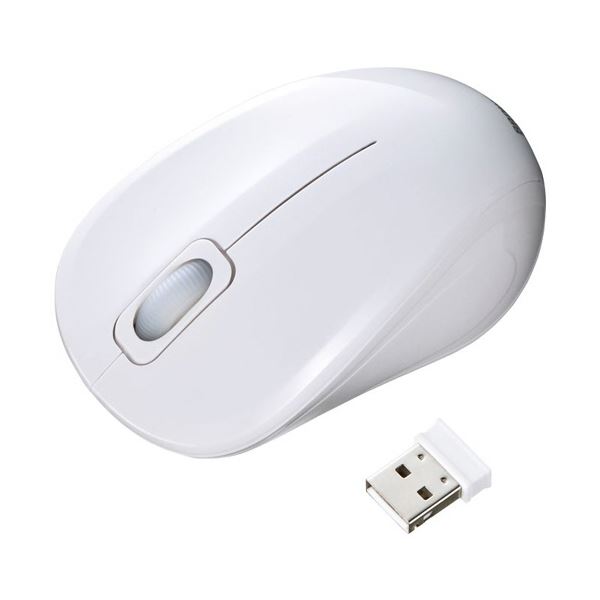（まとめ） サンワサプライ抗菌・静音ワイヤレスブルーLEDマウス ホワイト MA-WBSK315W 1個 【×5セット】