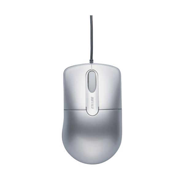 (まとめ) バッファロー 有線光学式マウス 静音3ボタン Mサイズ シルバー BSMOU27SMSV 1個 【×10セット】