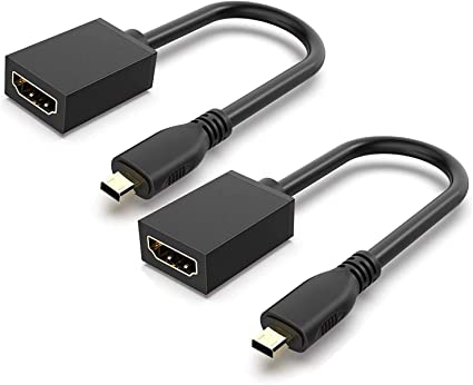 Micro HDMI to HDMI変換ケーブル、GANA HDMIマイクロ変換アダプタ タイプD(オス)-タイプA(メス)- 1080P GoPro テレビ TV デジカメ ビデオ アクション カメラ 金メッキコネクタ搭載 ブラック 2本セット