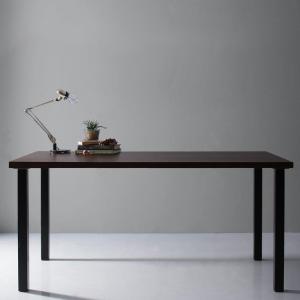 天然木天板 スチール脚 モダンデザインテーブル ブラウン ストレート脚 W150 組立設置付