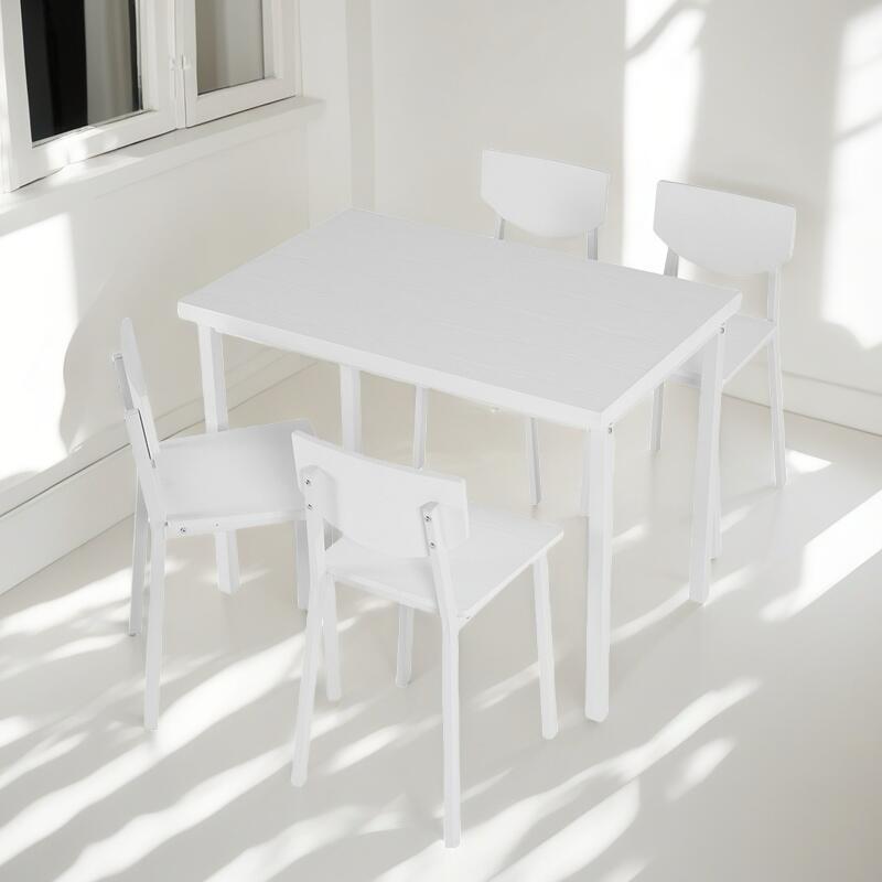 ダイニングテーブルセット 4人掛け 木製 ダイニング5点セット 食卓テーブル 長方形 幅110 スチール足 デザインチェア 椅子 背たれ コンパクト おしゃれ 北欧 モダン キッチン 店舗 カフェ