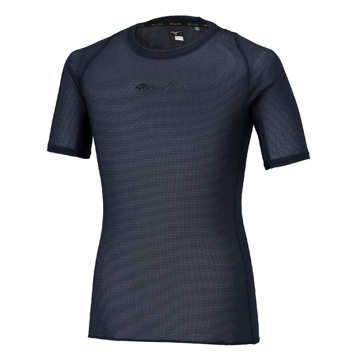 Rakuten - ＜全品10%OFFクーポン発行中＞ ＜ネコポス発送 送料無料＞ ミズノ（MIZUNO）　12JACC0714　野球　アンダーシャツ　ミズノプロ KUGEKI バイオギア 涼伸 ローネック 半袖 ネイビー 26SS