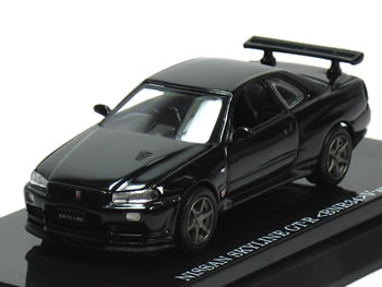 【絶版品】京商 1/64 日産 スカイライン R34 GT-R VスペックII ブラック