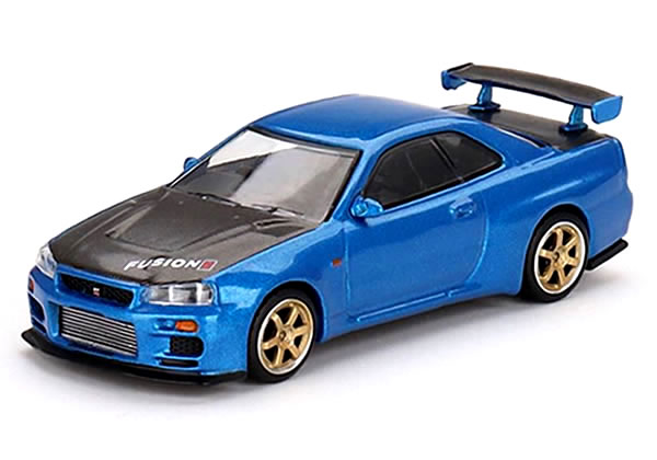 MINI GT 1/64 日産 スカイライン GT-R R34 Top Secret ベイサイドブルー (右ハンドル)のサムネイル