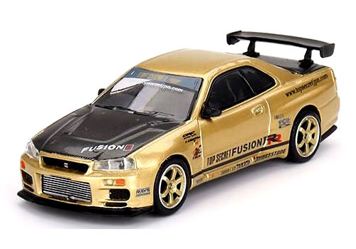 【日本限定品】MINI GT 1/64 日産 スカイライン GT-R R34 Top Secret Gold (右ハンドル)のサムネイル