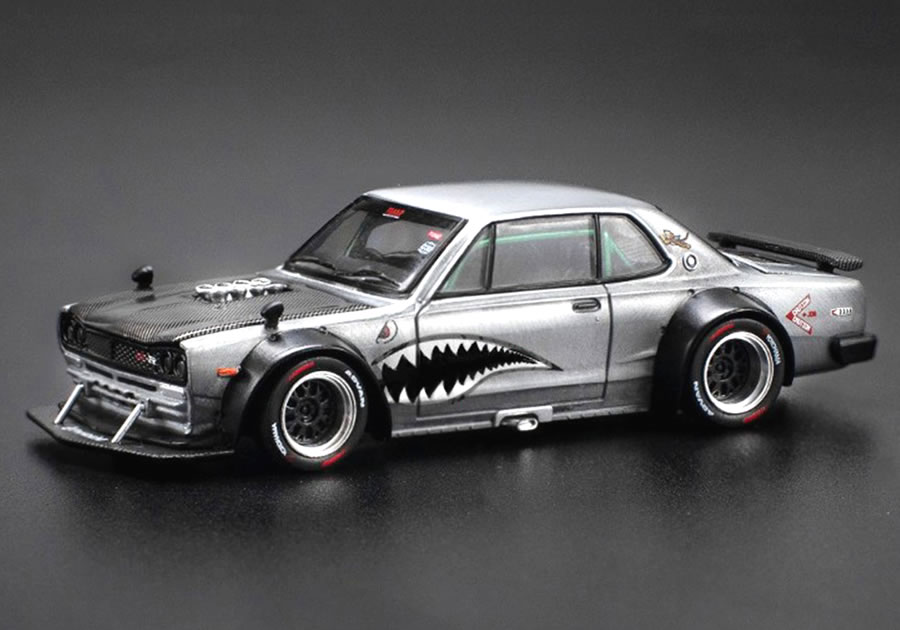 POP RACE x Enigma 1/64 日産 スカイライン KPGC10 GT-R ハコスカ V8 DRIFT メタリックシルバー