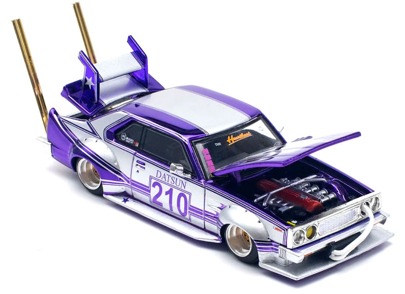 POP RACE 1/64 日産 スカイライン C210 街道レーサー 暴走族 パープルクローム/シルバー