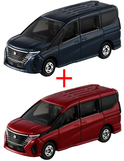 【トミカ094】日産 セレナ (C28) 通常版 NEWシール 箱＋初回特別仕様 箱) 2台セットのサムネイル