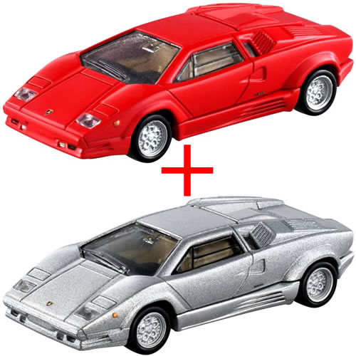 【旧番】トミカプレミアム 12 ランボルギーニ カウンタック 25th アニバーサリー (通常版 レッド＋発売記念仕様 シルバー) 2台セットのサムネイル