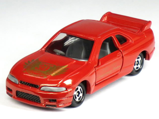 ※右前ホイール メッキ剥げ有/ フロントガラス小傷有※【単品】トミカ 日産 スカイライン R33 GT-R Vスペック トミカ30周年記念 (1970-2000) レッド (クリアケース入)