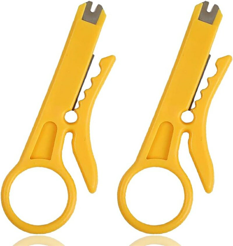 【セット内容】スチールワイヤーカッター×2（オレンジ） 【頑丈な仕上がり】高品質の素材を使用しており、耐久性に優れています。 【携帯性】小型軽量なので現場での作業や外出時の使用に便利です。 高精度溶接：ワイヤーを損傷せず、正確に被覆を剥がすことができるため、ケーブルの断線や信号の劣化を防止します。 使い方は簡単：初心者でも簡単に使えます。圧着・剥離時に力が入れやすくスムーズに操作できます。