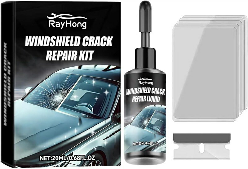 フロントガラス車用ガラス修理剤 フロントガラスのひび割れ修理キット 飛び石 車 修理 リペア リペアキット フロントガラス補修キット 修理キット カー用品 車の窓ガラス修理キット フロントガラスリペアキット ひび割れ 修復 固定補修 小さな損傷飛び石のサムネイル