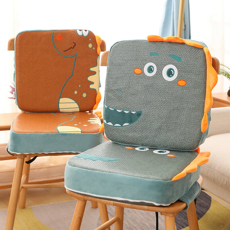 子供用チェアクッション ベビー用チェアクッション 食事クッション 40*40cm 厚み5/10cm 低反発 取り付け簡単 ベルト固定 滑り止め 洗える かわいい動物柄 大人学生幼児兼用 ダイニング用