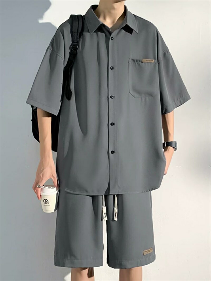 メンズ シャツ 上下セット 半袖 夏服 五分袖 冷感 メンズ おおきい サイズ ゆったり アイスシルク かっこいい 快適通 大きいサイズ 気性 軽い 柔らかい ビジネス カジュアル ビッグ シルエット おしゃれ 無地 シンプル オシャレ