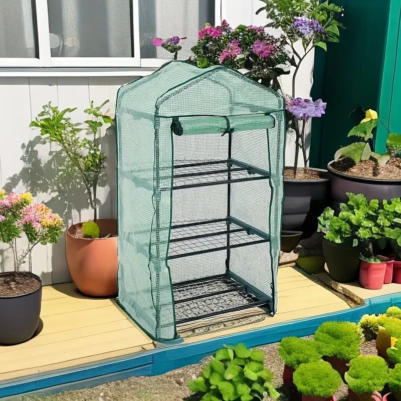 ミニ温室 植物温室 ラックスタンドポータブル温室 屋外および屋内用 強力な強化PE...