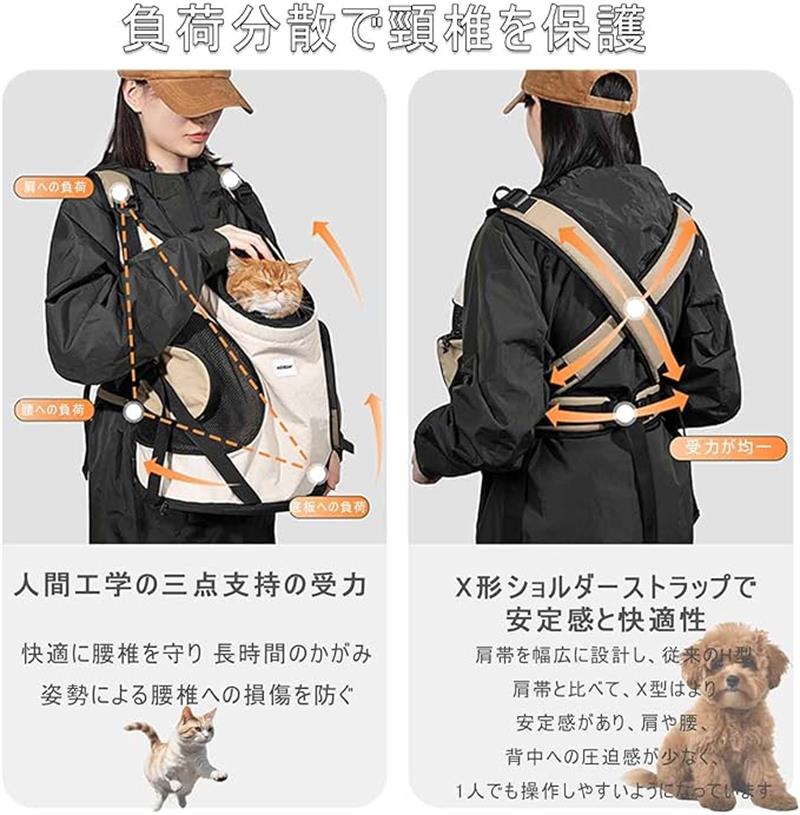 だっこひも リュック型 ペット用 キャリーバッグ 猫 抱っこ紐 ペットおんぶひも 抱...